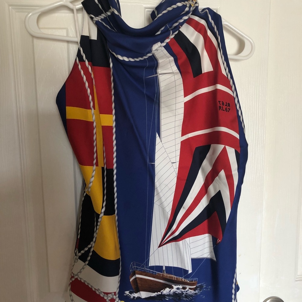Ralph Lauren Nautical silk halter top SZ S